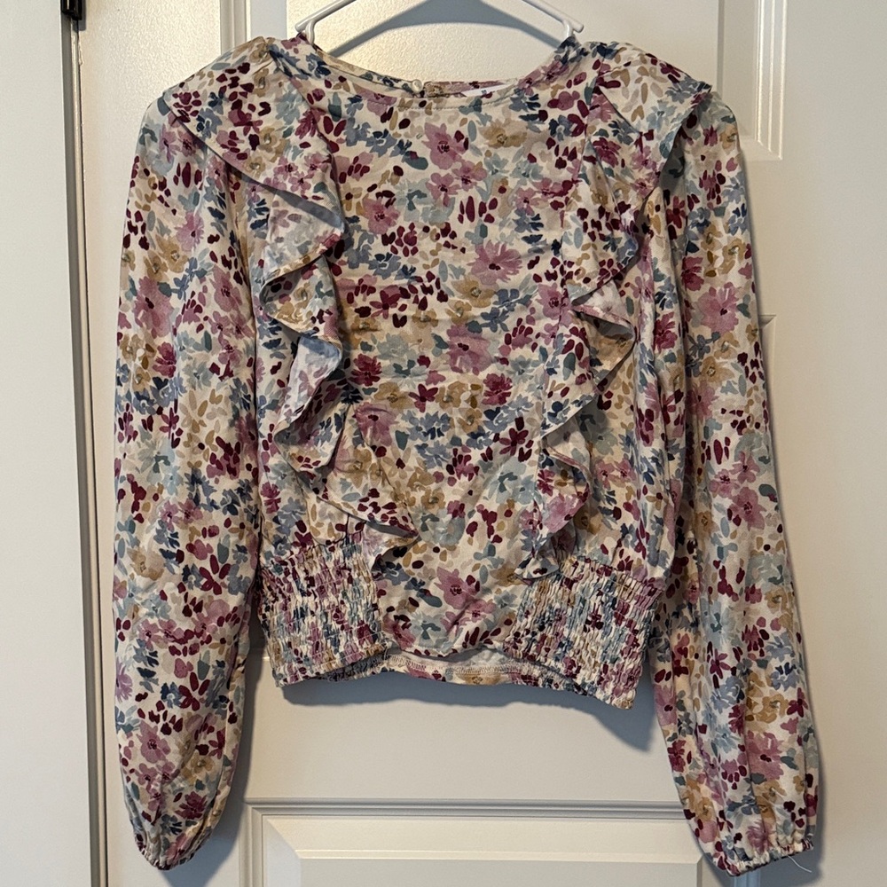 Mayoral Girls Long Sleeve Floral Blouse
